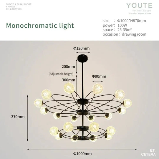 Atom - Nordic Creative Led Pendant Light Dia100Cm 20Heads / Warm Light(3000K) Pendant