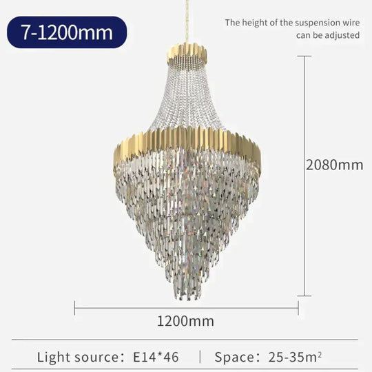 Avah - Gold Large Crystal Chandelier 120Cm / Warm White