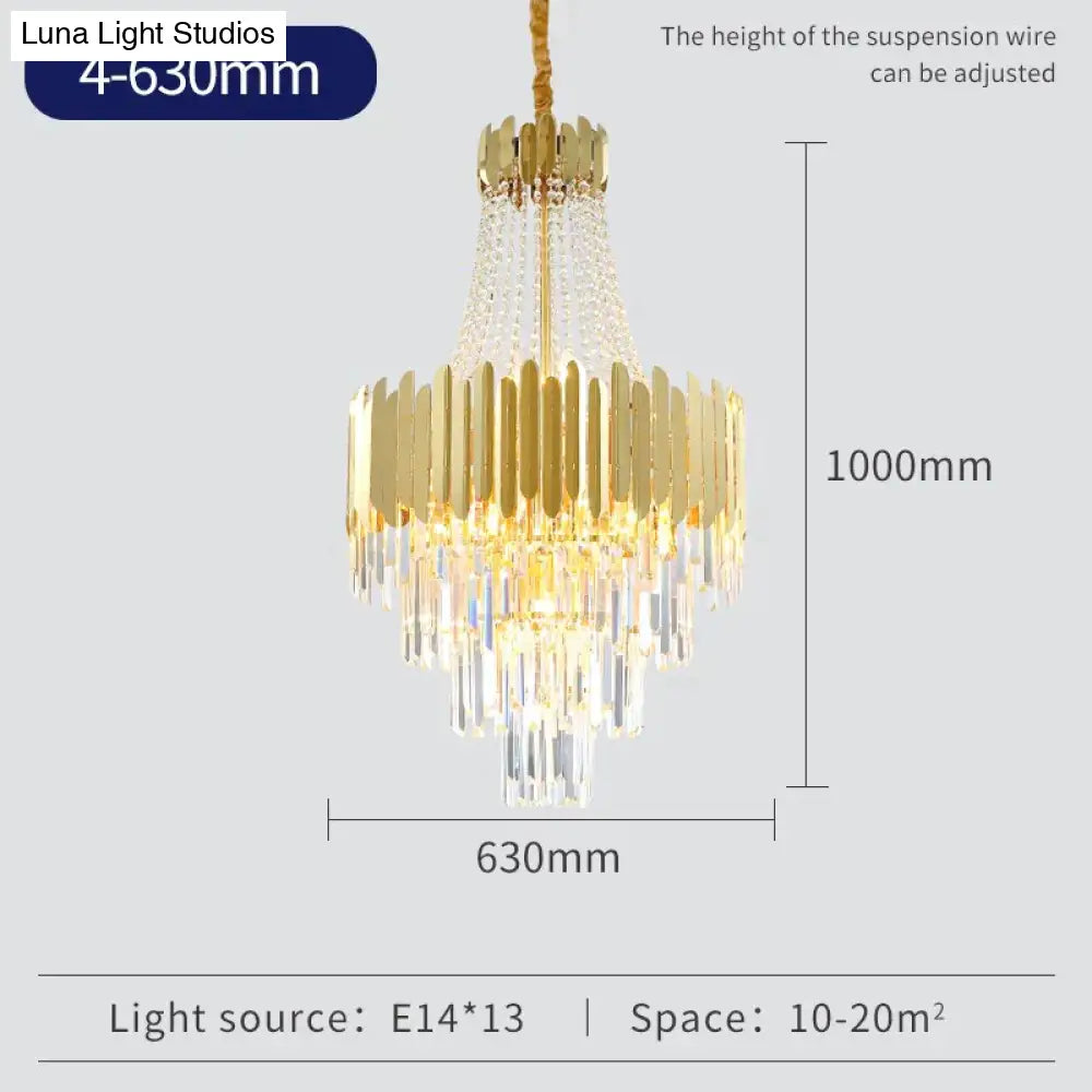 Avah - Gold Large Crystal Chandelier 63Cm / Warm White