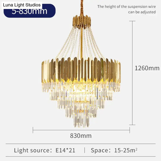 Avah - Gold Large Crystal Chandelier 83Cm / Warm White