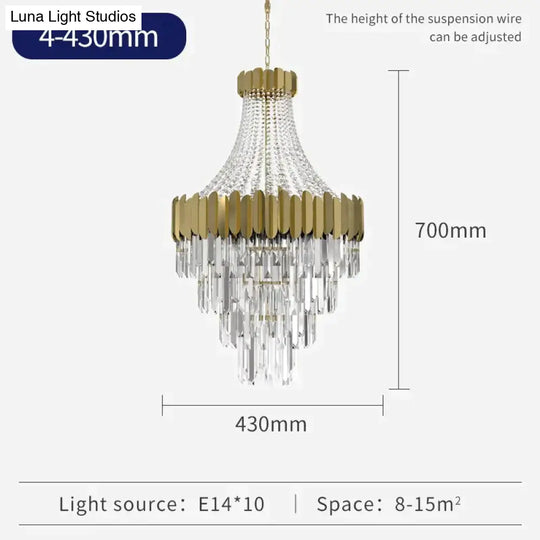 Avah - Gold Large Crystal Chandelier 43Cm / Warm White