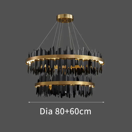 Azalea Modern Creative Black round LED Chandelier Diameter 80x60cm Light