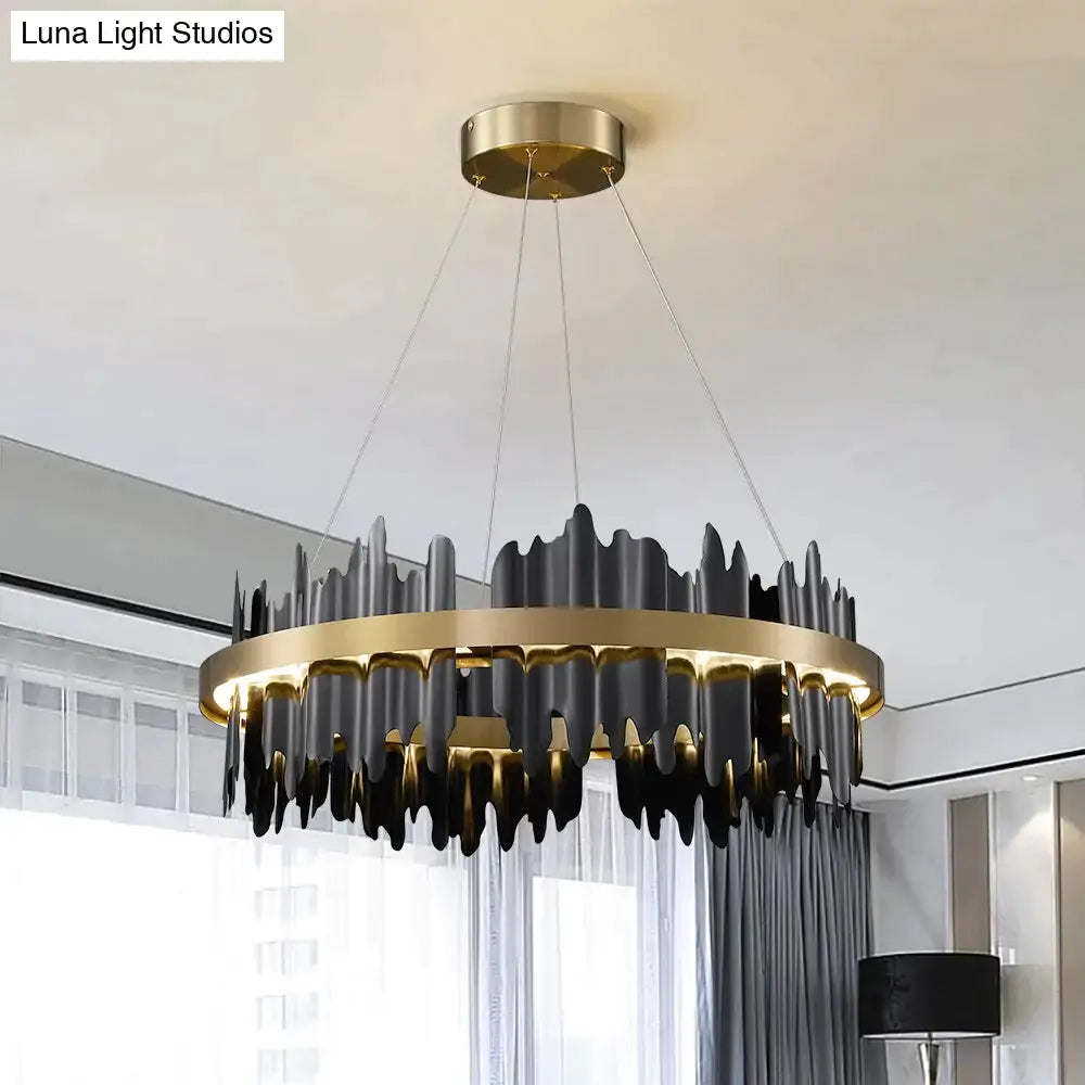 Azalea Modern Creative Black round LED Chandelier Light