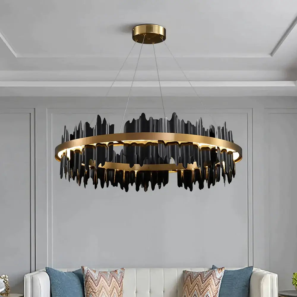 Azalea Modern Creative Black round LED Chandelier Light