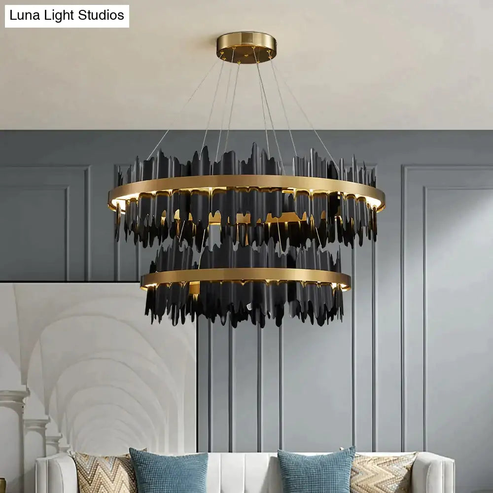 Azalea Modern Creative Black round LED Chandelier Light