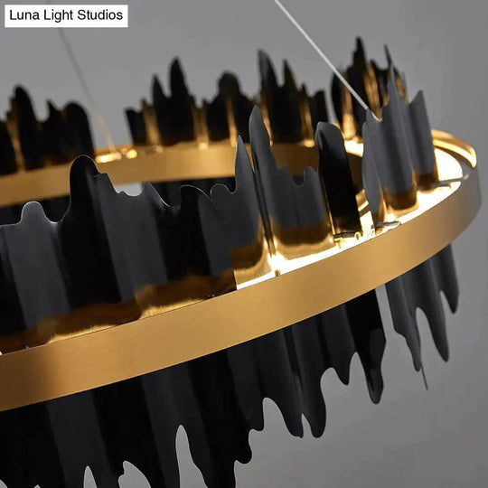 Azalea Modern Creative Black round LED Chandelier Light