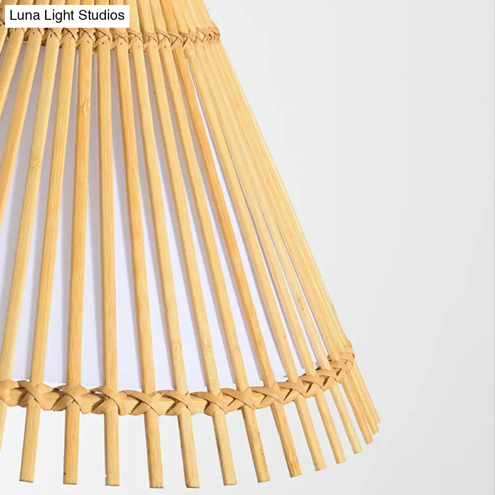 Bamboo Cone Ceiling Lamp: Modern Wood Pendant Light - Ideal For Living Room