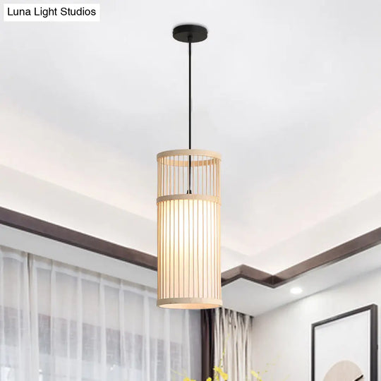 Bamboo Cylinder Suspension Pendant Light - Minimalist Restaurant Ceiling Fixture