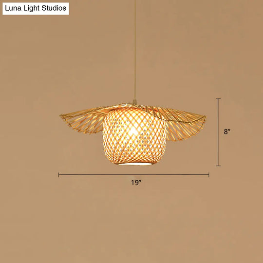 Bamboo Lotus Leaf Pendant Light For Restaurants - Simplicity And Elegance In Wood / B