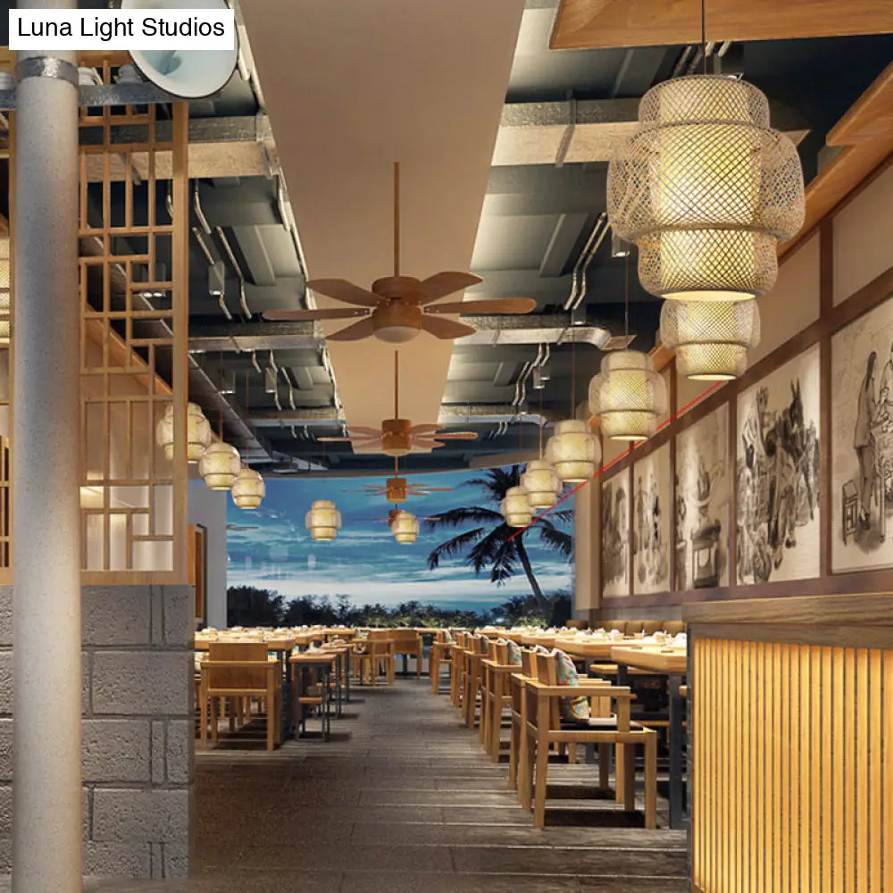 Bamboo Pendant Ceiling Light For Minimalist Restaurants