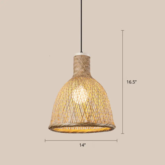 Bamboo Pendant Ceiling Light For Minimalist Restaurants Wood / C