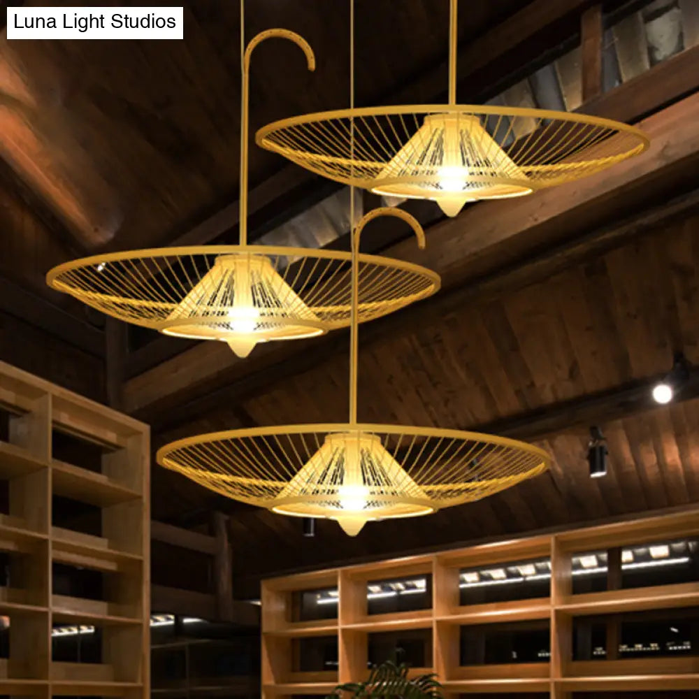 Bamboo Pendant Light - Asian Style Single Bulb Suspension Lamp For Restaurants