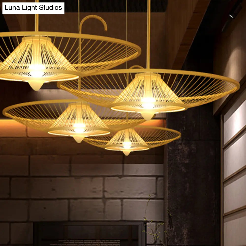 Bamboo Pendant Light - Asian Style Single Bulb Suspension Lamp For Restaurants