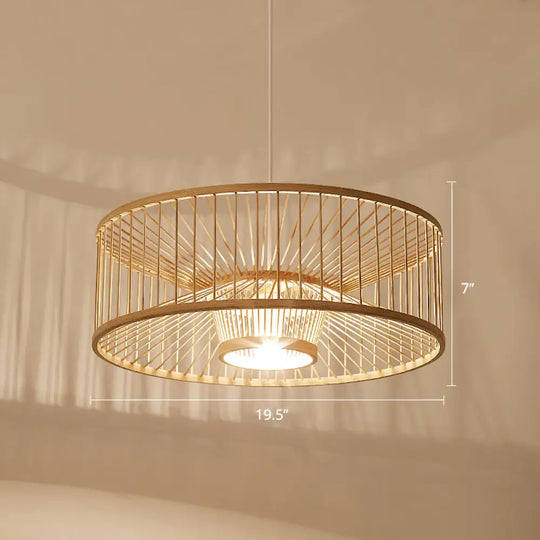 Bamboo Pendant Light: Stylish Single-Bulb Wood Suspension Fixture