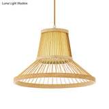 Bamboo Trumpet Pendant Light In Beige - Southeat Asian Inspired Fixture
