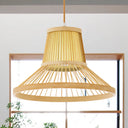 Bamboo Trumpet Pendant Light In Beige - Southeat Asian Inspired Fixture