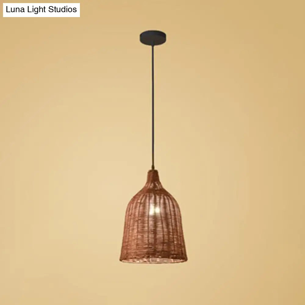 Bamboo Trumpet Tearoom Pendant Lamp - Asian Style Ceiling Hang Light With 1 Head