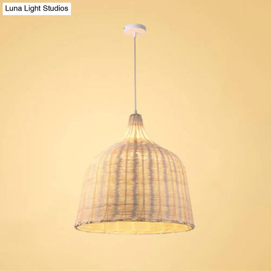 Bamboo Trumpet Tearoom Pendant Lamp - Asian Style Ceiling Hang Light With 1 Head