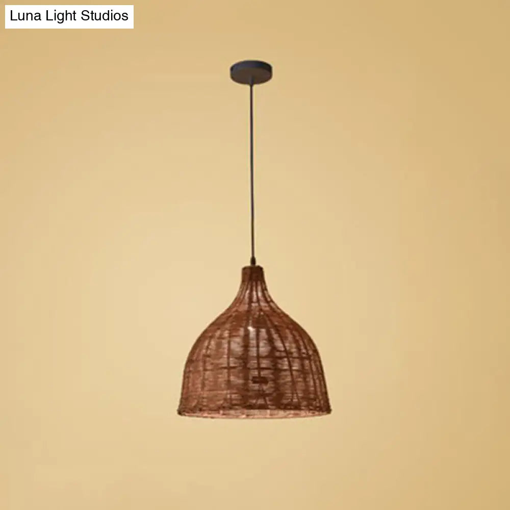 Bamboo Trumpet Tearoom Pendant Lamp - Asian Style Ceiling Hang Light With 1 Head