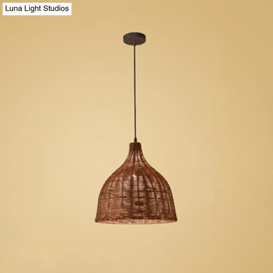 Bamboo Trumpet Tearoom Pendant Lamp - Asian Style Ceiling Hang Light With 1 Head