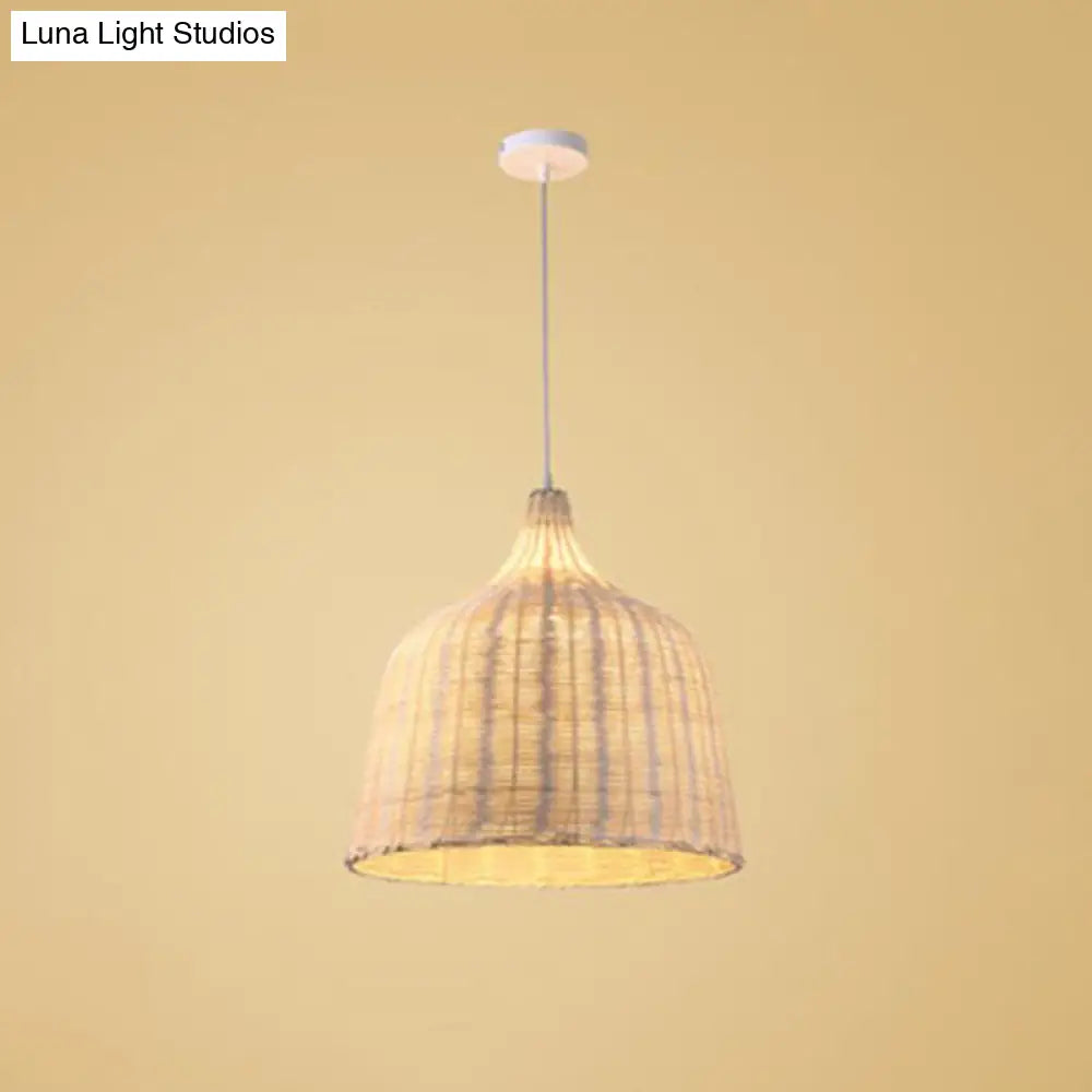 Bamboo Trumpet Tearoom Pendant Lamp - Asian Style Ceiling Hang Light With 1 Head