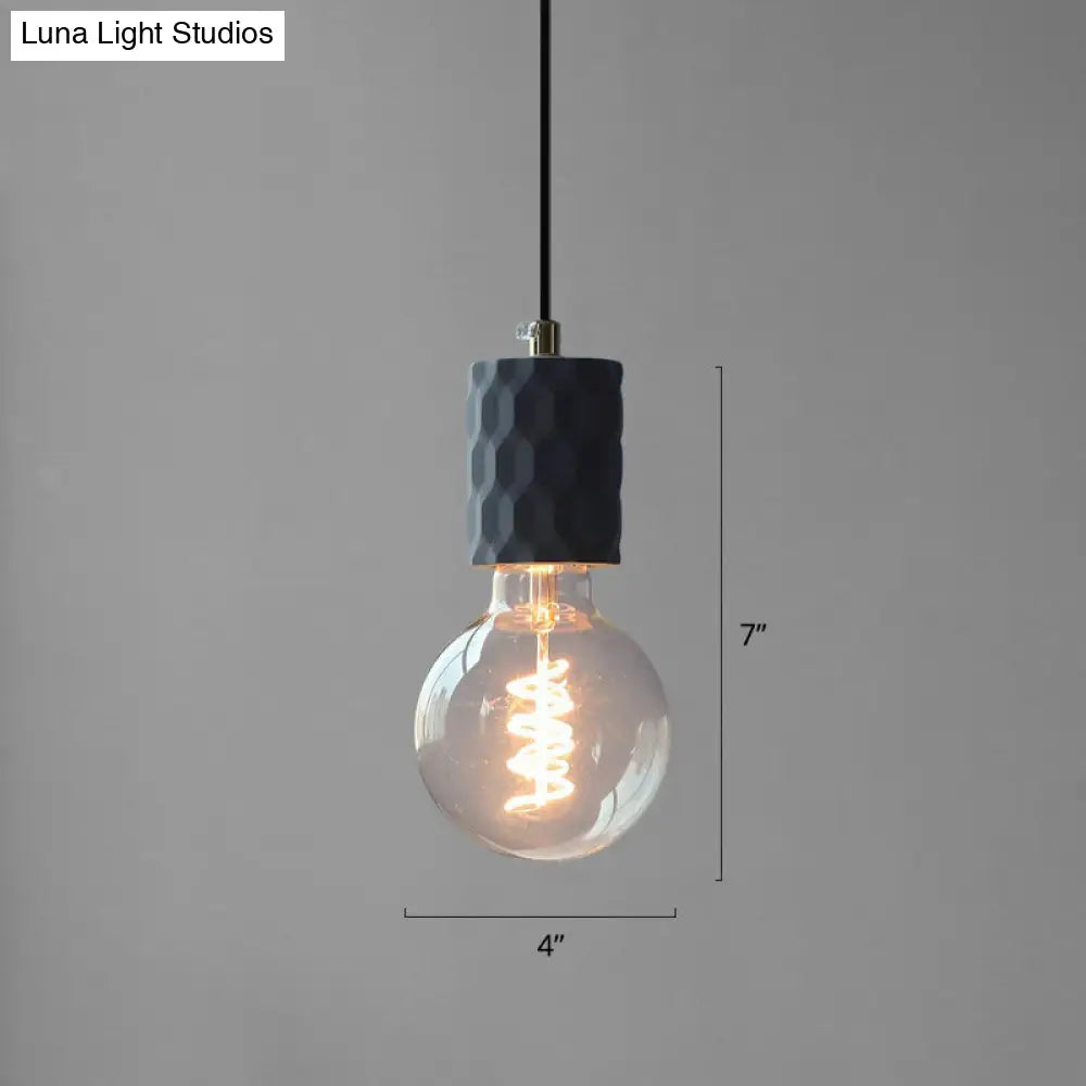 Cement Hanging Bare Bulb Pendant Light - Minimalist 1-Light Fixture For Restaurants Black / 4