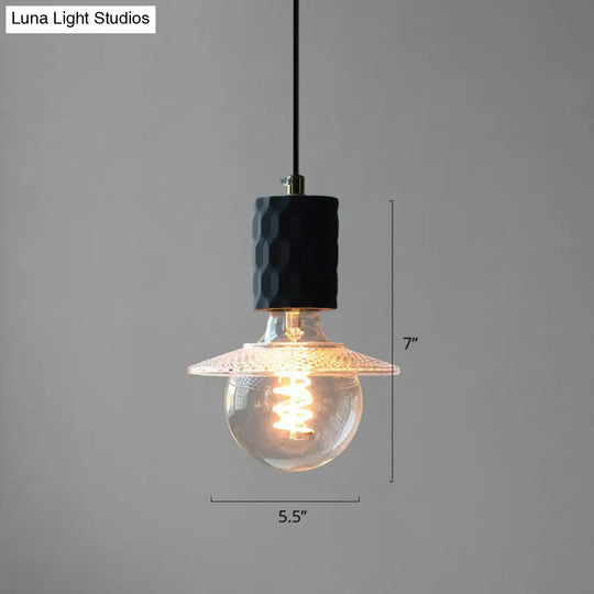 Cement Hanging Bare Bulb Pendant Light - Minimalist 1-Light Fixture For Restaurants Black / 5.5