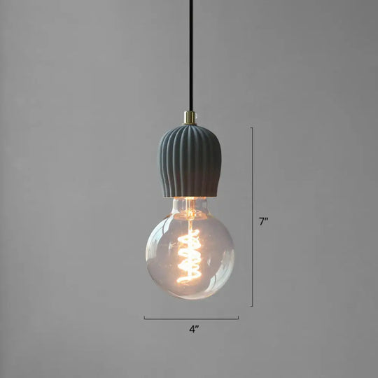 Bare Bulb Hanging Light Fixture - Minimalist Cement 1-Light Black Pendant For Restaurants / 4’