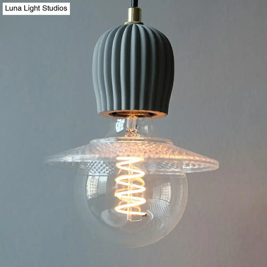 Cement Hanging Bare Bulb Pendant Light - Minimalist 1-Light Fixture For Restaurants Black / 5.5