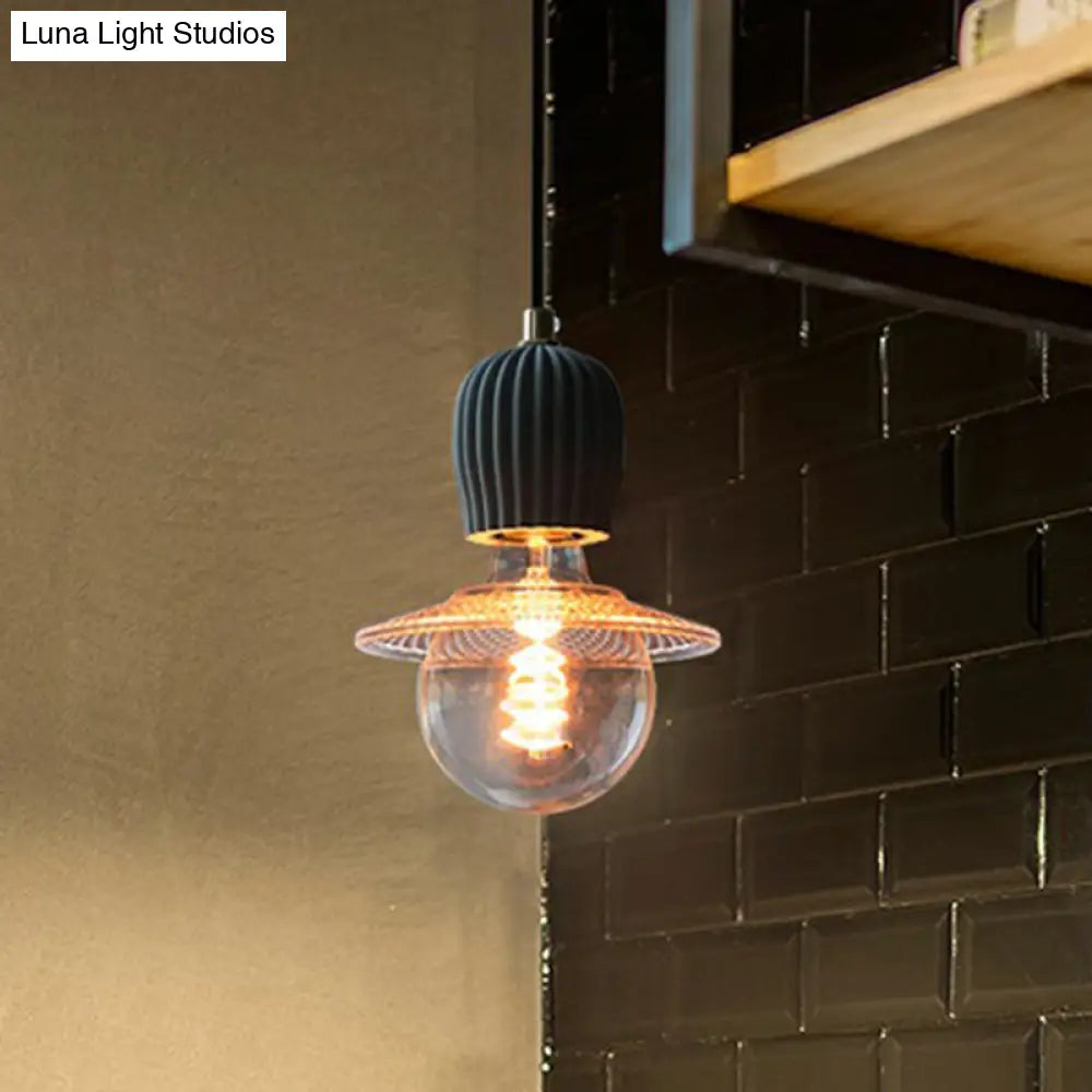 Cement Hanging Bare Bulb Pendant Light - Minimalist 1-Light Fixture For Restaurants