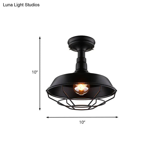 Barn Balcony Retro Style Semi Mount Lighting - 1 Bulb Black Ceiling Mounted Light (10/14/18)
