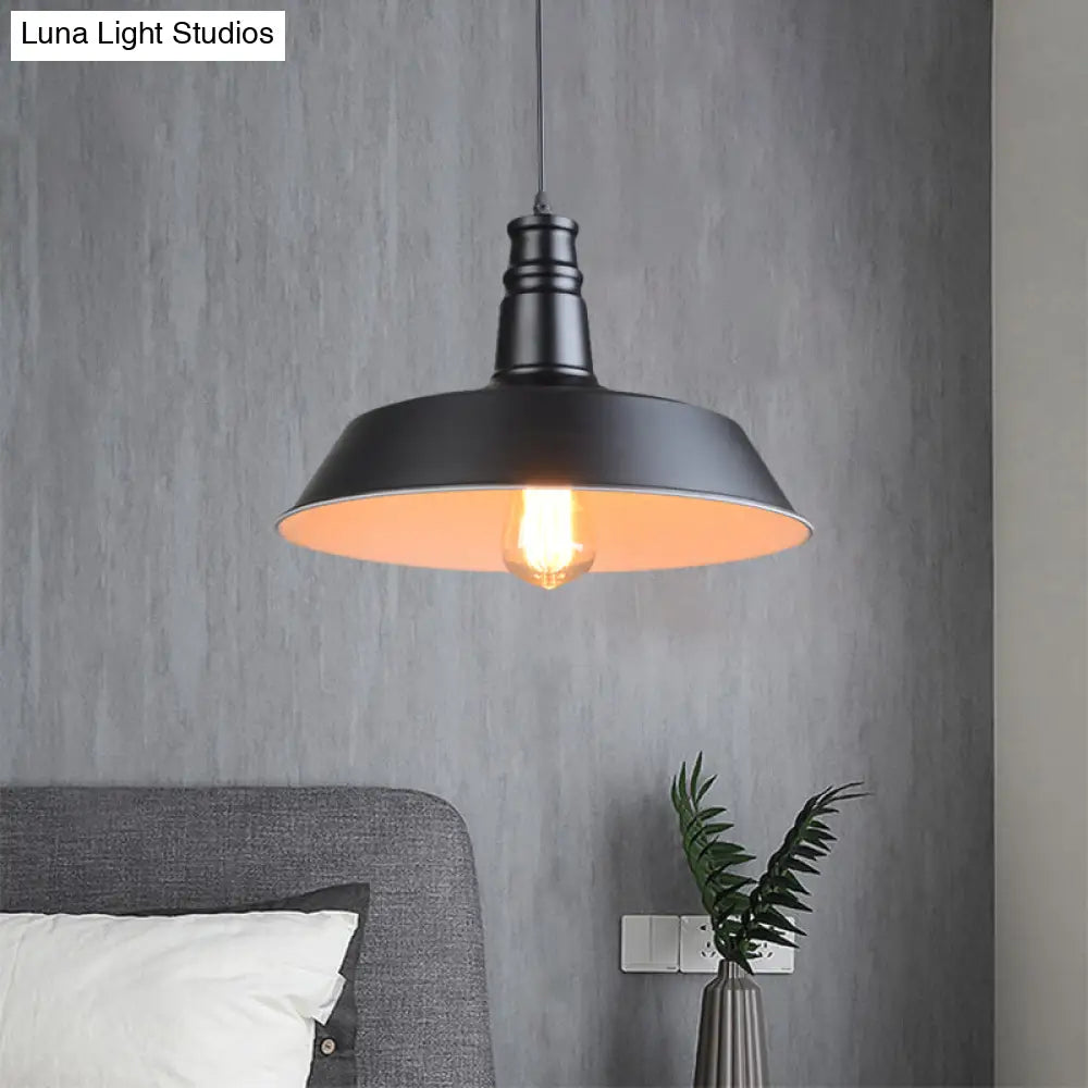 Barn Kitchen Suspension Light - 10’/14’ Diameter Industrial-Style Metallic Pendant With 1 Head
