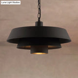 Barn Metal Pendant Lighting - Industrial Modern 1-Head Restaurant Hanging Light 2 Tiers Black
