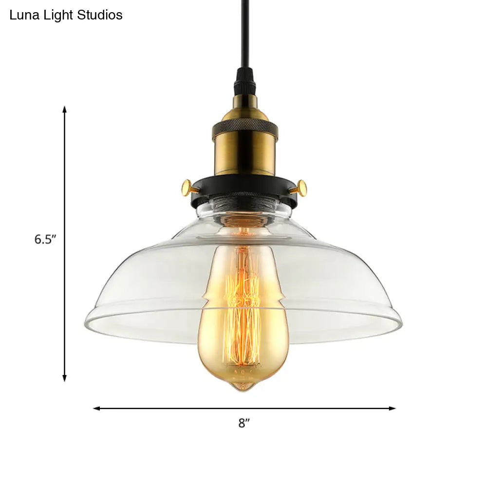 Barn Pendant Light - Industrial 1-Light Prismatic Glass Hanging Lamp In Clear (8’/10’/12’ Wide)