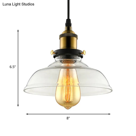Barn Pendant Light - Industrial 1-Light Prismatic Glass Hanging Lamp In Clear (8’/10’/12’ Wide)