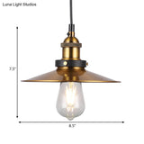 Barn Shade Metal Suspension Light - Industrial Style Adjustable Hanging Ceiling With Brass Finish