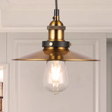 Barn Shade Metal Suspension Light - Industrial Style Adjustable Hanging Ceiling With Brass Finish /