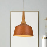 Barn Style Farm Suspension Light - White/Red Brown/Coffee Finish Aluminum Hanging Lamp With Wooden
