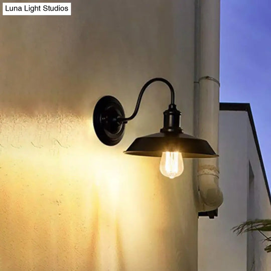 Barn Wall Mount Light With Gooseneck Arm In Bronze - 10/14 Wide Wrought Iron