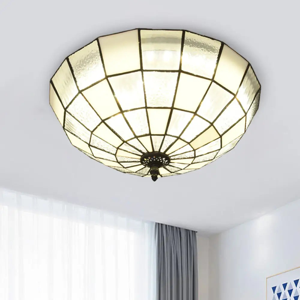 Baroque 3 - Head Cut Glass Clear/Textured White Flushmount Ceiling Light Textured