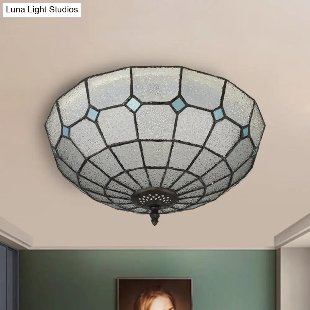 Baroque 3 - Head Cut Glass Clear/Textured White Flushmount Ceiling Light