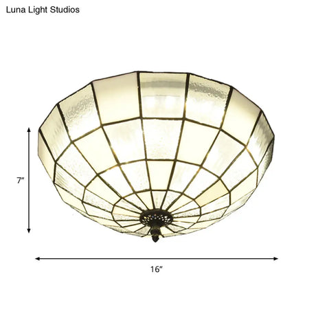 Baroque 3 - Head Cut Glass Clear/Textured White Flushmount Ceiling Light