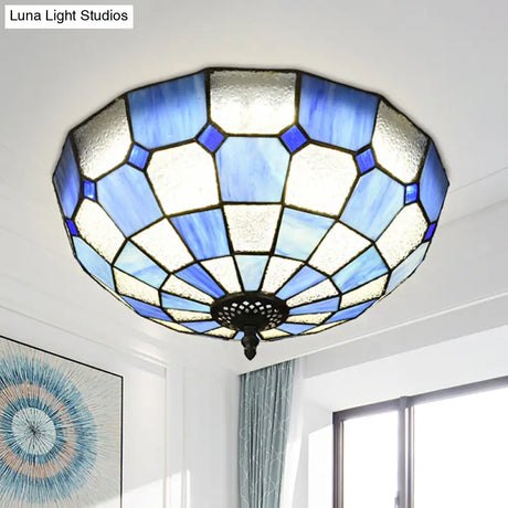 Baroque 3 - Head Cut Glass Clear/Textured White Flushmount Ceiling Light