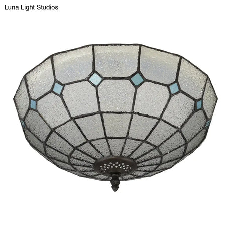 Baroque 3 - Head Cut Glass Clear/Textured White Flushmount Ceiling Light