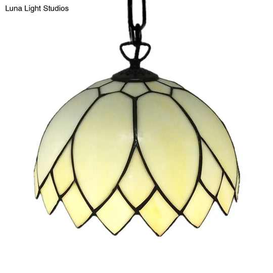 Baroque Black Pendant Lighting With Blossom Beige Glass Shade - Stylish Kitchen Ceiling Fixture
