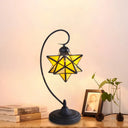 Baroque Black Pentagram Nightstand Lamp - 1 Head Glass Night Table Light For Bedside In