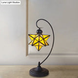 Baroque Black Pentagram Nightstand Lamp - 1 Head Glass Night Table Light For Bedside In