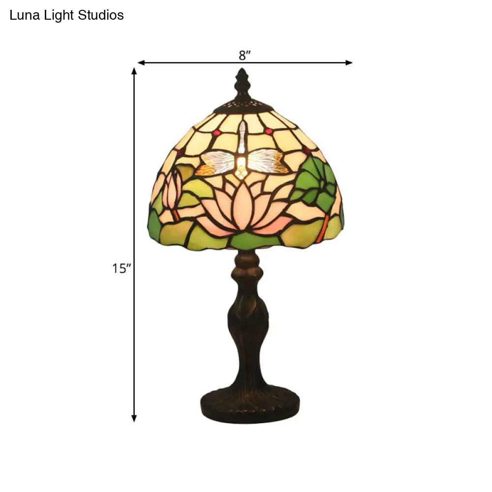 Baroque Cut Glass Night Table Lamp With Baluster Red/Pink Lighting For Bedroom