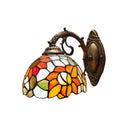 Baroque Dome Stained Glass Sunflower Pattern Sconce - Orange Wall Lighting Idea