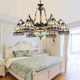 Baroque Stained Glass Pendant Light Chandelier - 9/11 Lights Blue Bedroom Fixture 9 /
